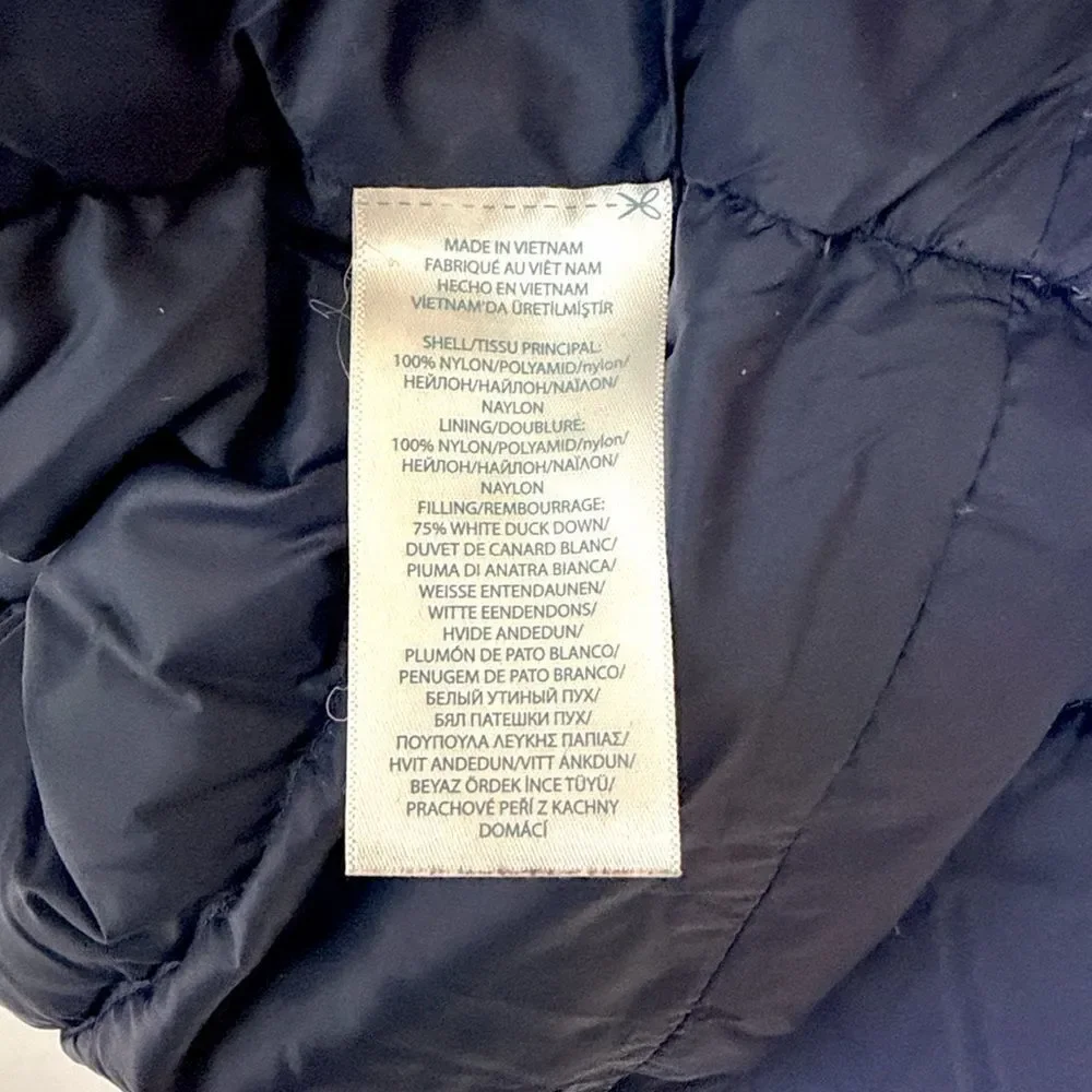 Ralph Lauren Down Puffer Jacket Removable Hood Zip Front Navy Blue Red 24 months